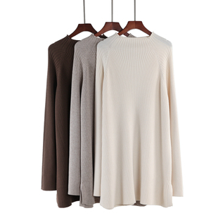 半高领毛衣裙女2024秋冬长款加厚宽松外穿慵懒风打底裙