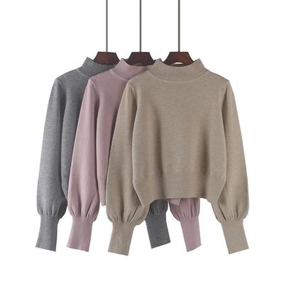 秋冬灯笼袖半高领打底衫