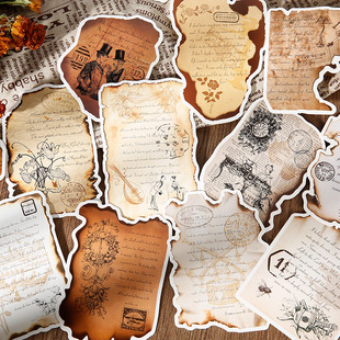 致诗歌中的时光麻绳款异形卡片盒装明信片 欧洲文艺复兴英文诗稿创意节日祝福贺卡墙面装饰墙贴卡片