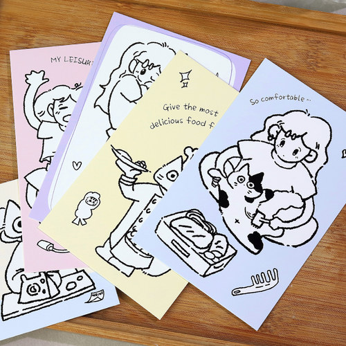 简约黑白盒装明信片30张Meow当家