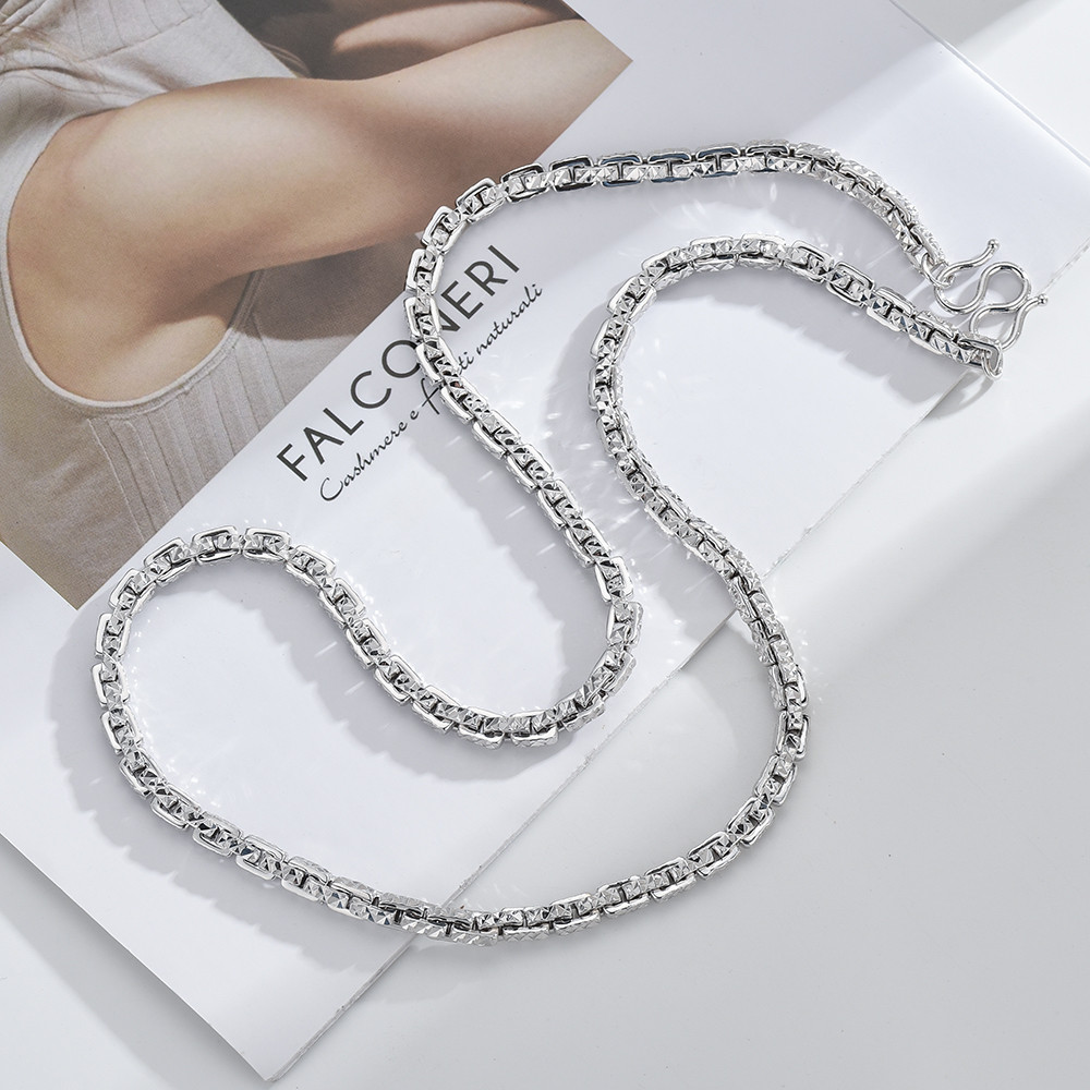 四方卡地铂金色PT950男士项链高级霸气粗老板车花不掉色颈链