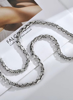 镀铂金色合金男士项链 蛇形四方卡6 商场同款风格 高级感老板链