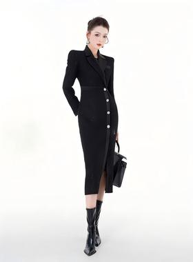 2025秋冬季新款加绒加厚法式轻奢名媛小香风别致连衣裙DM0265