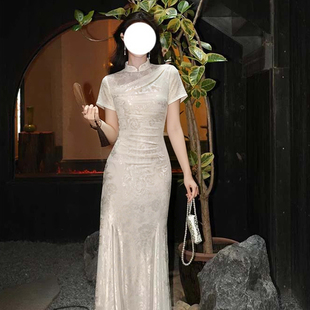 露肩短袖 有里布新中式 女装 新款 连衣裙D4802 改良旗袍2026春季