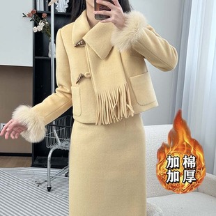 小香风外套半裙套装 加棉加厚法式 两件套QY0123 新款 2025冬季