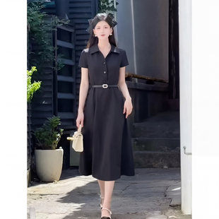 送腰带2026夏季新款女法式气质长裙日常通勤收腰显瘦连衣裙D5718
