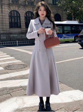 2026秋冬季新款有里布长款风衣巨有古早感的时尚掐腰大衣D4006A