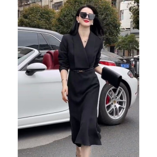 新款 连衣裙女2026春季 纯色轻熟风裙子1841 显瘦中长款 减龄修身