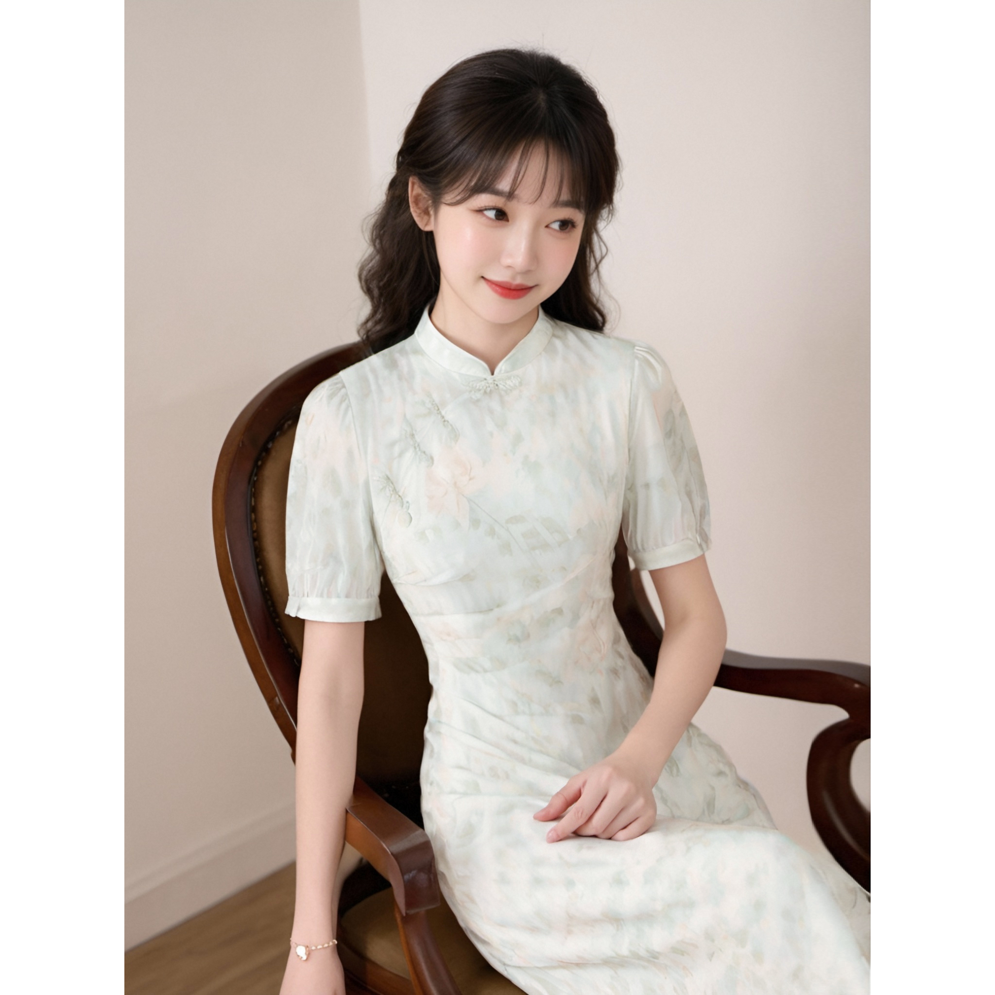 新中式改良女装连衣裙2025新款夏季气质复古薄荷旗袍裙子1129