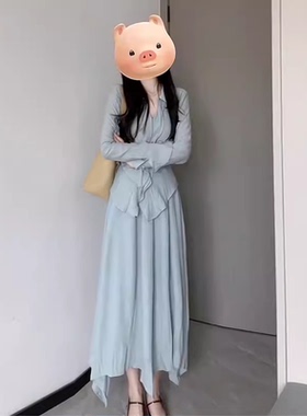 两件套有内衬法式温柔风时尚套装女2026长袖高级感连衣裙子6622