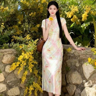 夏季复古新中式改良巨好看旗袍女子时尚气质修身收腰连衣裙D8137