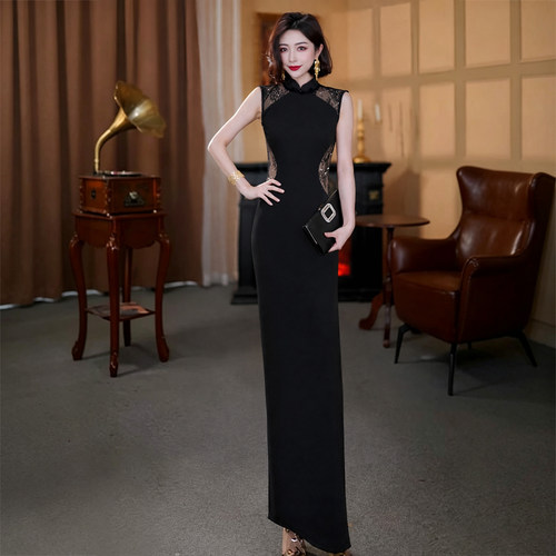 2026夏季女装新款法式设计感修身气质温柔显瘦黑色连衣裙D9531