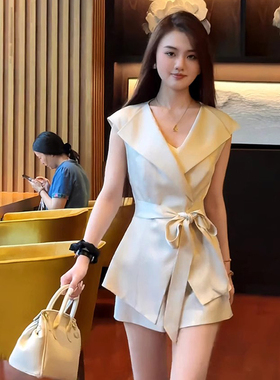 两件套有里布法式高级上衣高腰短裤2026夏季收腰套装女D1814