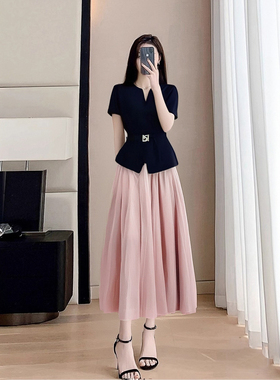 两件套有里布2025夏季新时尚轻奢显瘦百搭上衣+半身裙D0871A