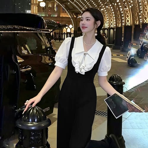 2026夏季新款女法式收腰名媛气质连体裤正式场合精致连体衣D6804