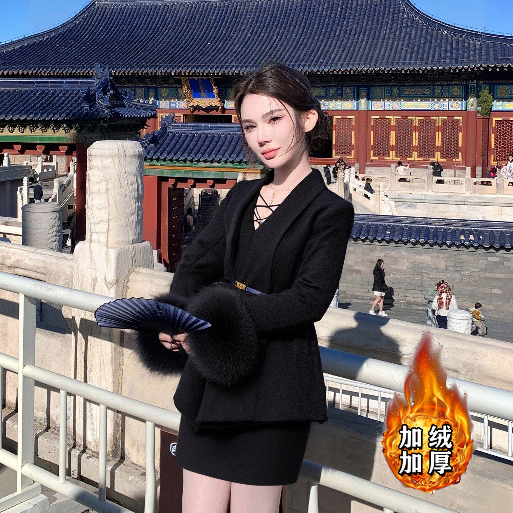 2025冬季新款加棉加厚含腰带时尚套装网红短裙套装两件套JT0228A,女装/女士精品,时尚套装,淘宝优惠券,粉丝福利购,淘宝优惠卷