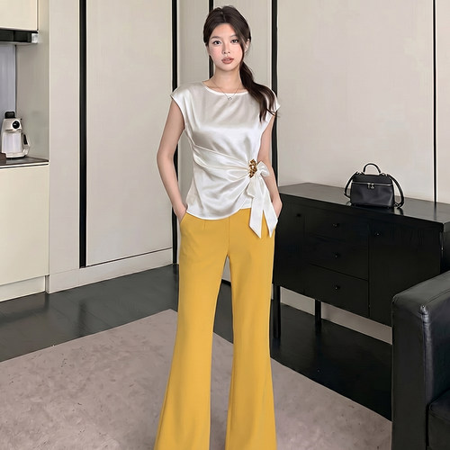 【两件套】2026夏款高端设计感独特别致漂亮减龄裤套装女D7912