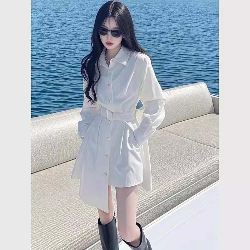 2026春季新款含腰带法式气质轻奢高级感小香风衬衫连衣裙HY0291