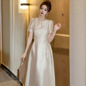 有里布优雅端庄小香风连衣裙高级感气质收腰胖mm显瘦a字裙D0862A