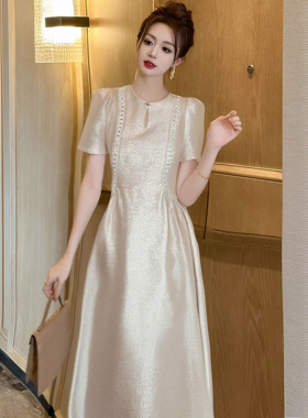 有里布优雅端庄小香风连衣裙高级感气质收腰胖mm显瘦a字裙D0862A