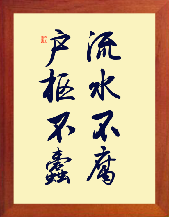 营养书画 天然实木有框画简约现代装饰画挂摆件 流水不腐户枢不蠹