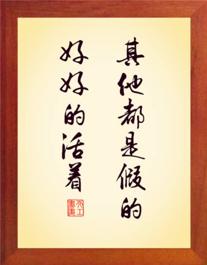 营养书画 进口实木 有框画装饰画挂摆件 好好的活着 其他都是假的