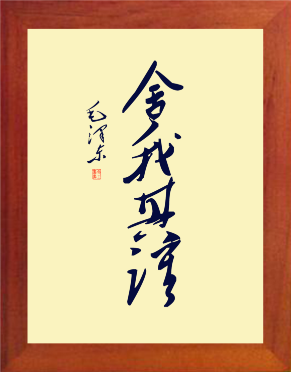 营养书画 天然实木有框画现代装饰画挂摆件 毛体书法 舍我其谁