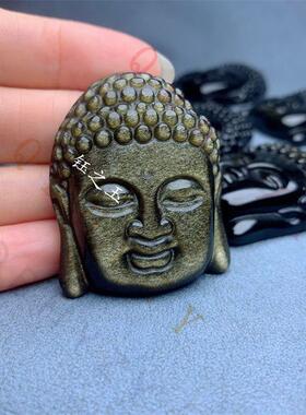 天然金曜石佛头护身符吊坠