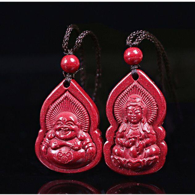 天然朱砂大肚佛吊坠男女款观音项链本命年弥勒笑佛挂件宝宝护身符