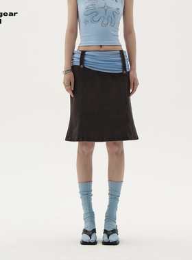 LINY LIBERTY 24SS 复古辣妹水洗牛仔半身裙女低腰鱼尾包臀中裙