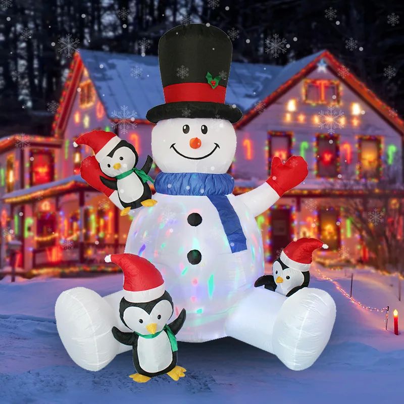 Christmas Inflatable Snowman Penguin Stacked Arhat with LED