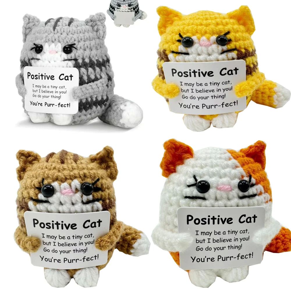 Cute  Positive Cat Emotional Support Crochet Animal Funny Gi