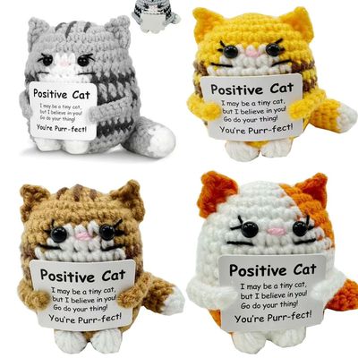 Cute  Positive Cat Emotional Support Crochet Animal Funny Gi