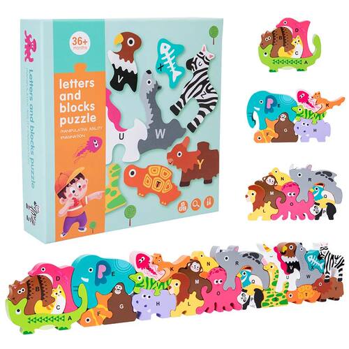 Animal Wooden Jigsaw Puzzle Montessori Kids Cartoon 3D Puzzl