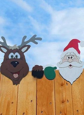 Christmas Outdoor Fence Art Sign Ornament Versatile Peeking