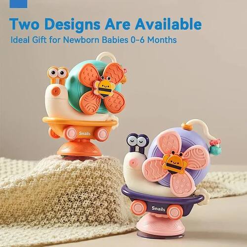 5 in 1 Baby Suction Cup Spinner for 0-12Month Snail Windmill