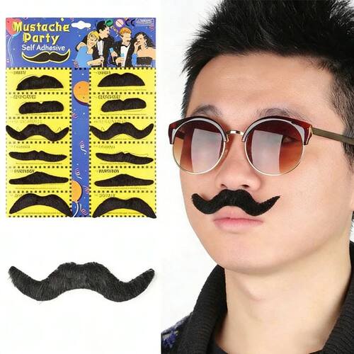 6/12Pcs Self Adhesive Mustache Fake Beard Mustaches Mexican