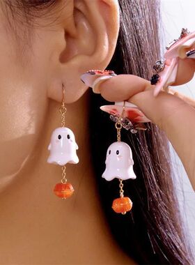 Halloween Skull Pumpkin Drop Earrings for Women Gothic Punk