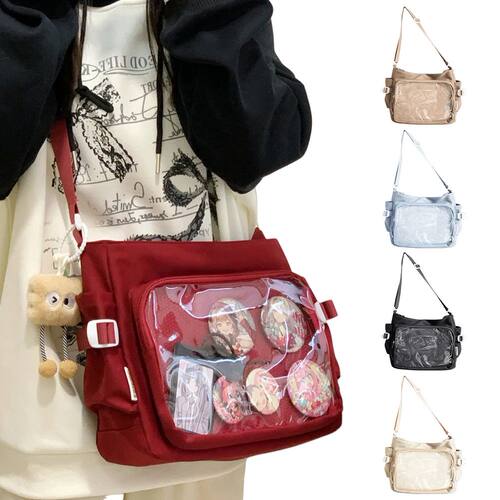Women Ita Bag  Style Shoulder Purse with Clear Window Cartoo