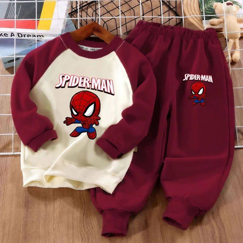 Anime Spiderman Print Boys Spliced Sweatshirt 2-piece Sets K