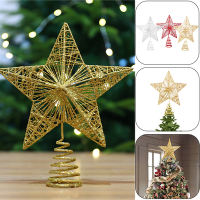 Gold Glitter Christmas Tree Top Iron Star Tree Topper