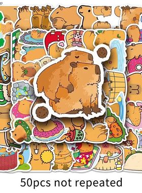 50Pcs Plump Capybara Cartoon Cute Brown Animals Stickers Scr