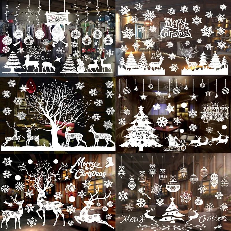 Christmas Snowflakes Electrostatic Window Clings Stickers Re
