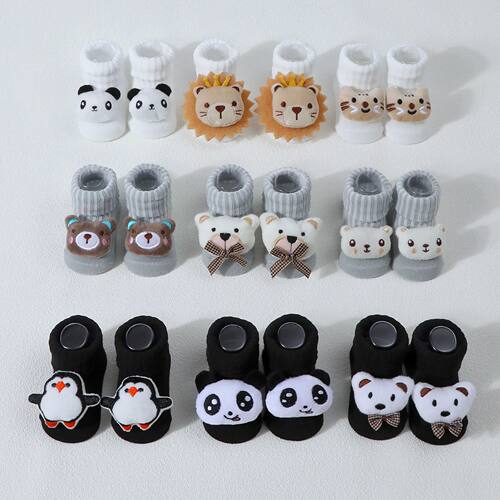 Cute Cartoon Bear Lion Panda Baby Socks For Boys Girls Sprin