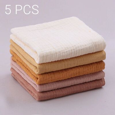 5pcs/Set Square Cotton Baby Face Towel Handkerchief Soft Abs