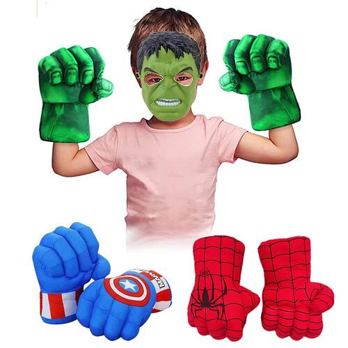 Kids Infinity War Smash Gloves Superhero Foam Green Dress Up