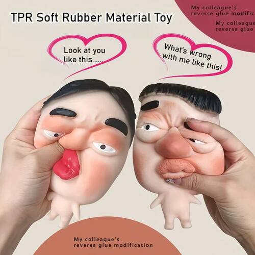 Cute Sensory Squeeze Toy Fun Big Face Shape TPR Soft Rubber