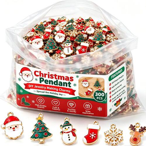 Random Mix Enamel Christmas Charms Elk Snowman Santa Claus P