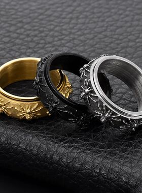 Vintage Simple Stainless Steel Spider Rings for Men Women Pu