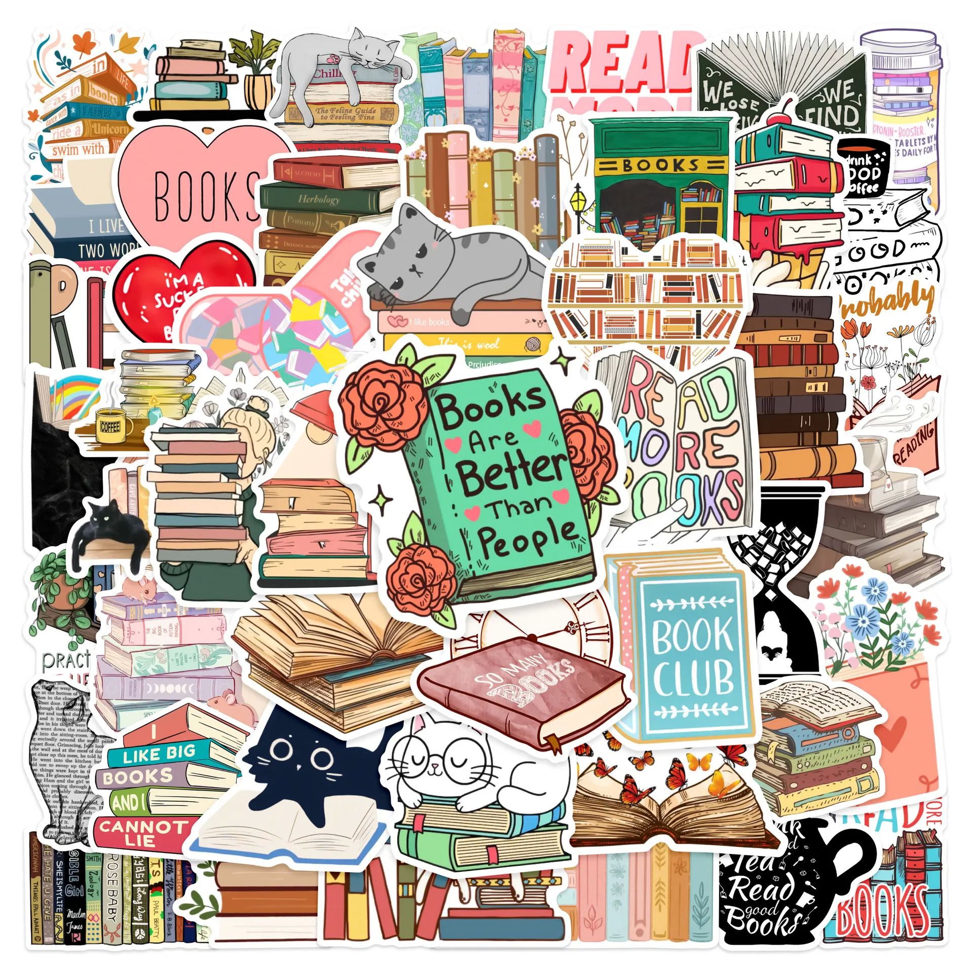 50PCS Diary Book Reading Stickers Aesthetic DIY Scrapbook No